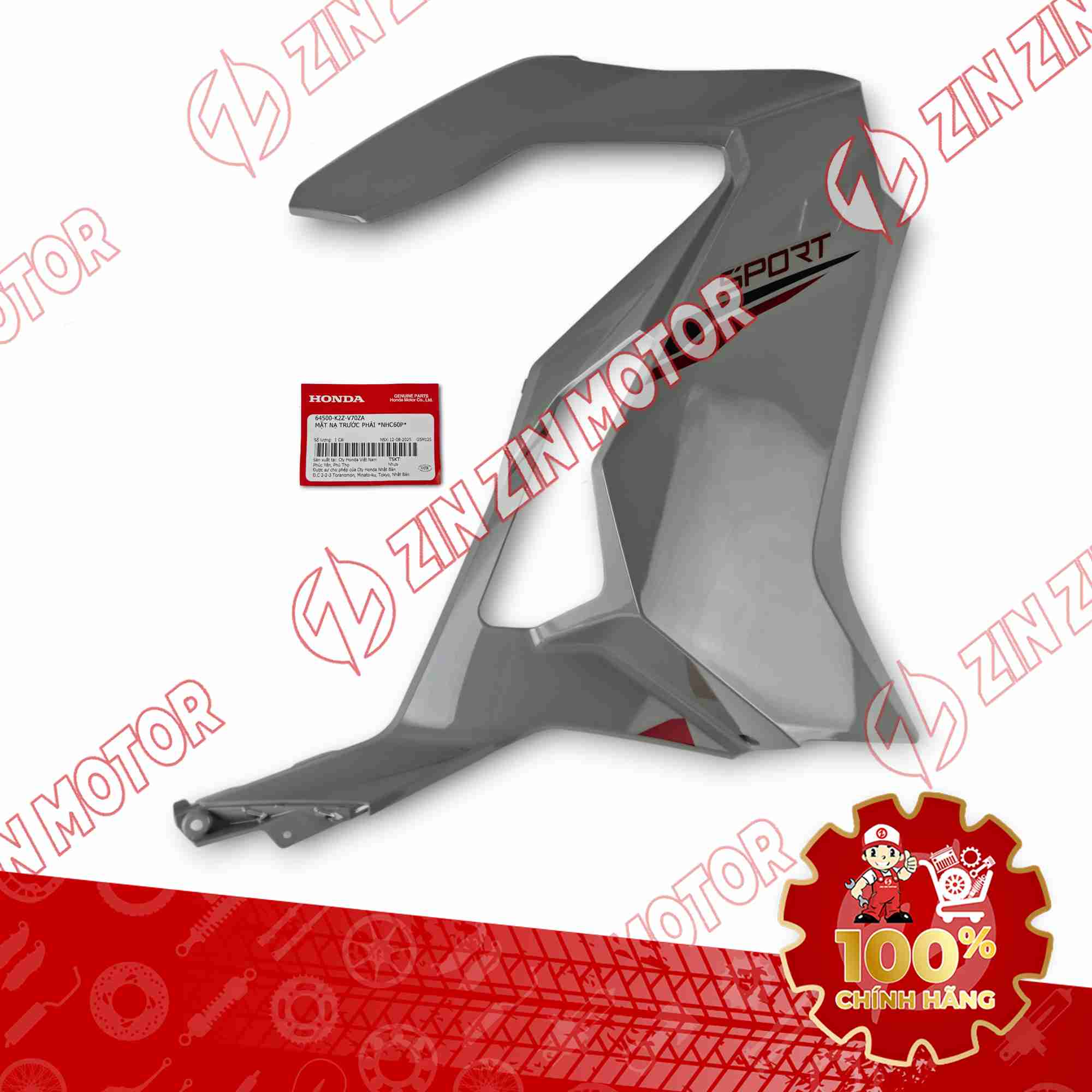 CÁNH YẾM AIR BLADE (AB) 160 2025 XÁM XI MĂNG 160 PHẢI 64500K2ZV70ZA CHÍNH HÃNG