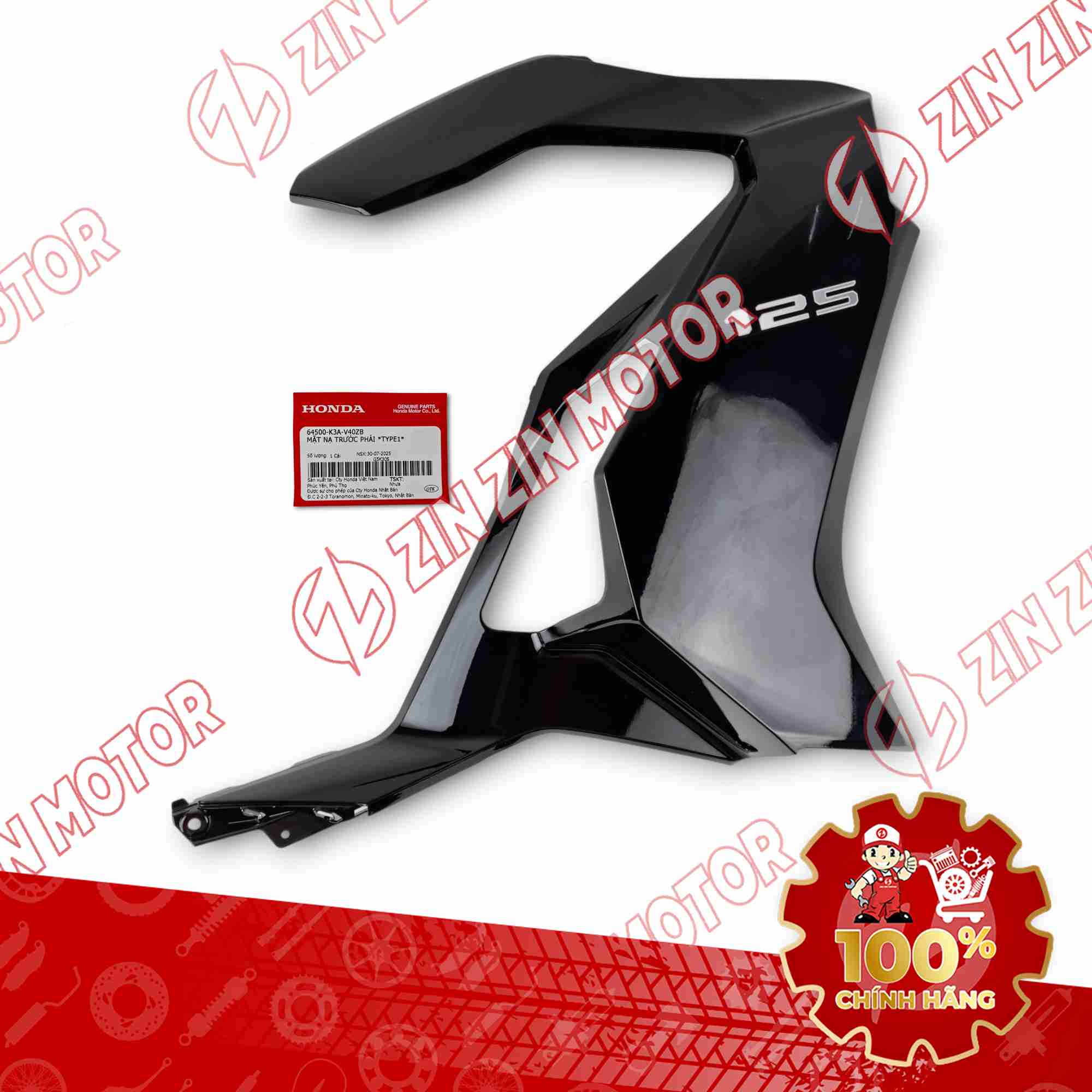 CÁNH YẾM AIR BLADE (AB) 125 2025 ĐEN BÓNG 125 PHẢI 64500K3AV40ZB CHÍNH HÃNG