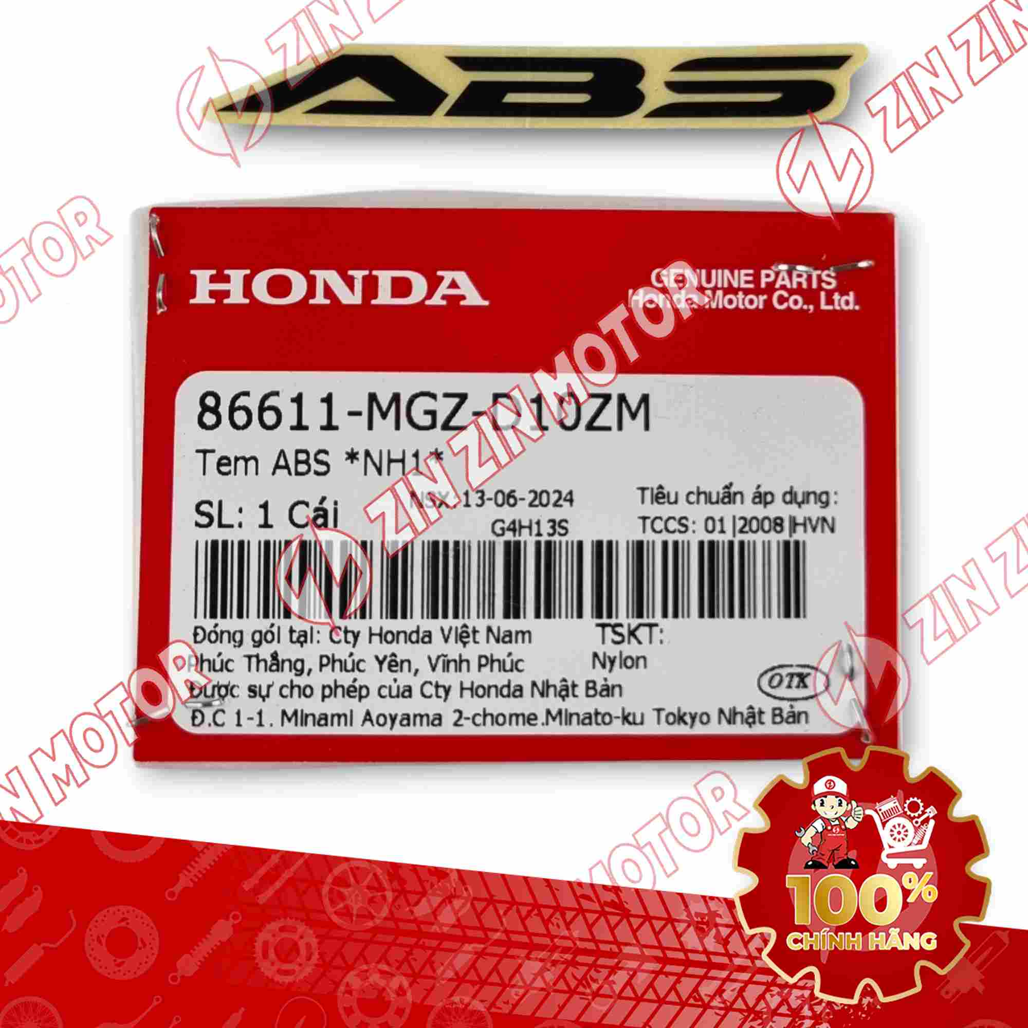 TEM ABS DÈ TRƯỚC AB 2022 2025 160 *NH1* 86611MGZD10ZM CHÍNH HÃNG