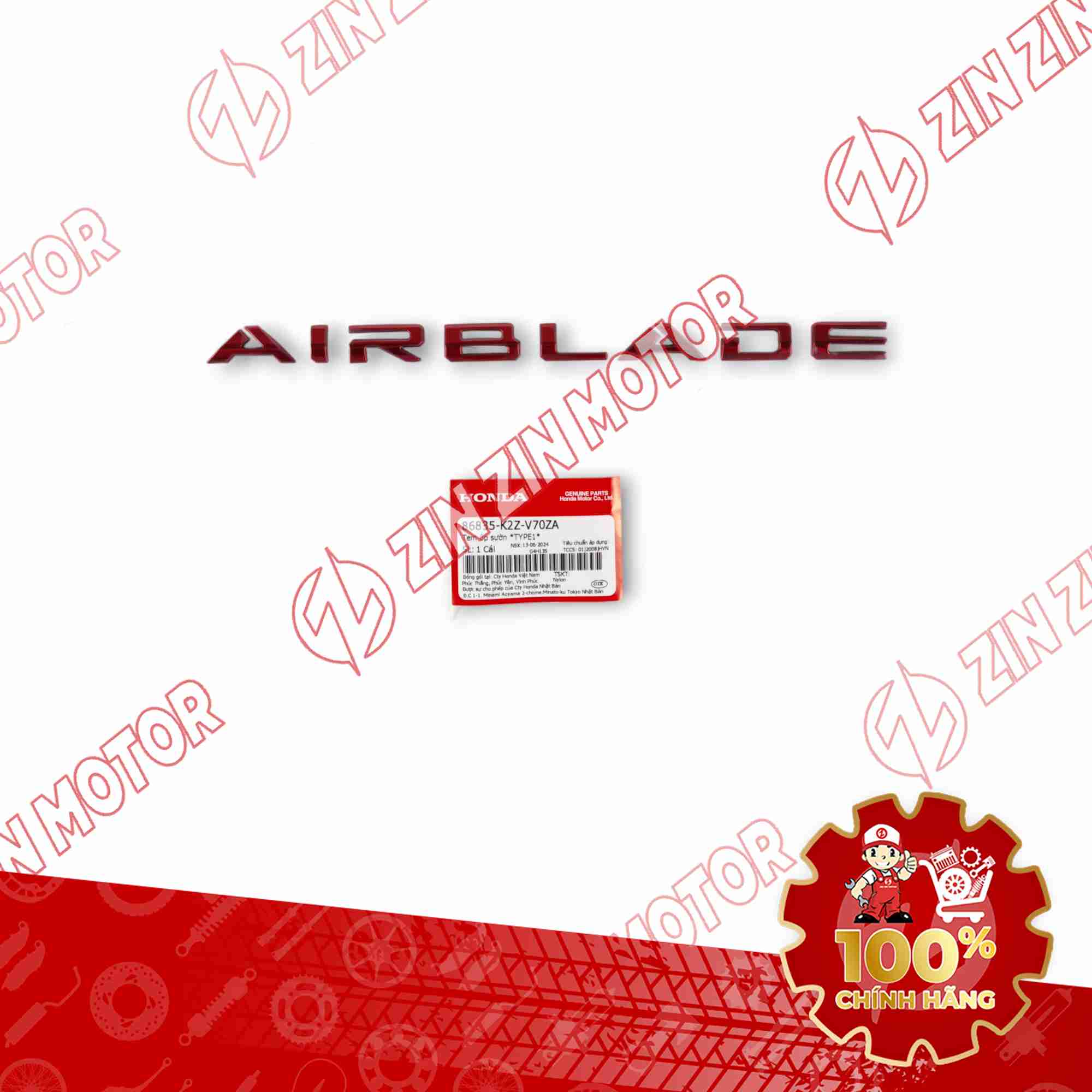 Tem Chữ Nổi Air Blade Đỏ Cho Xe AB 125/160 2025 86835K2ZV70ZA Chính Hãng
