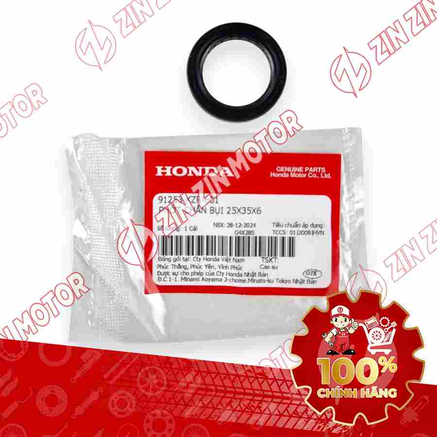 PHỐT CHẮN BỤI 25X35X6 SH 125i/150i 2017 2018 2019 , SH 125/160i 2026 91253KZR601 CHÍNH HÃNG